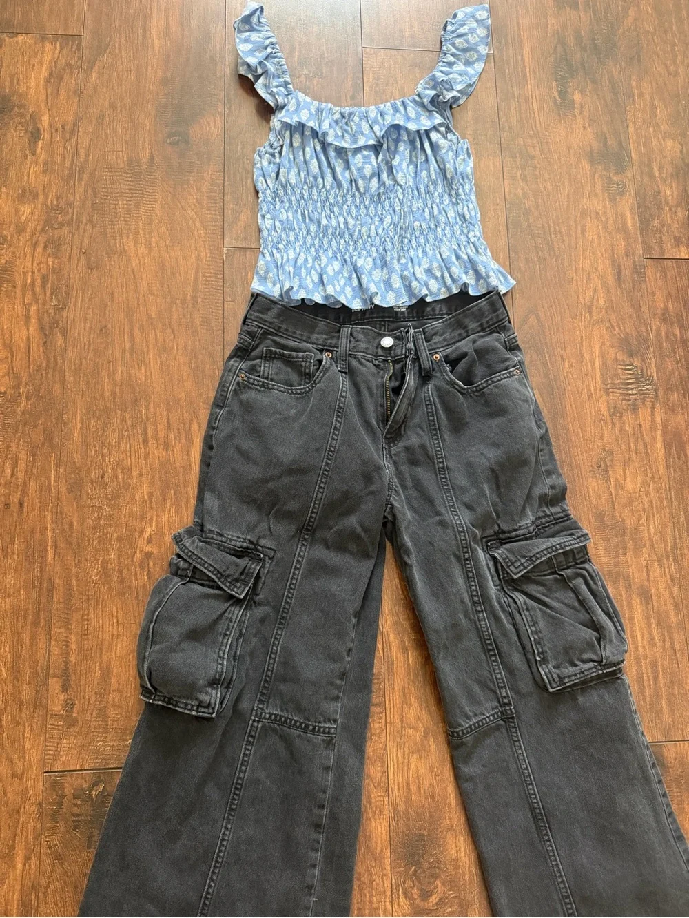 $12 for both girl  outfit- Top (xs) in women and bottom size 16 in girls